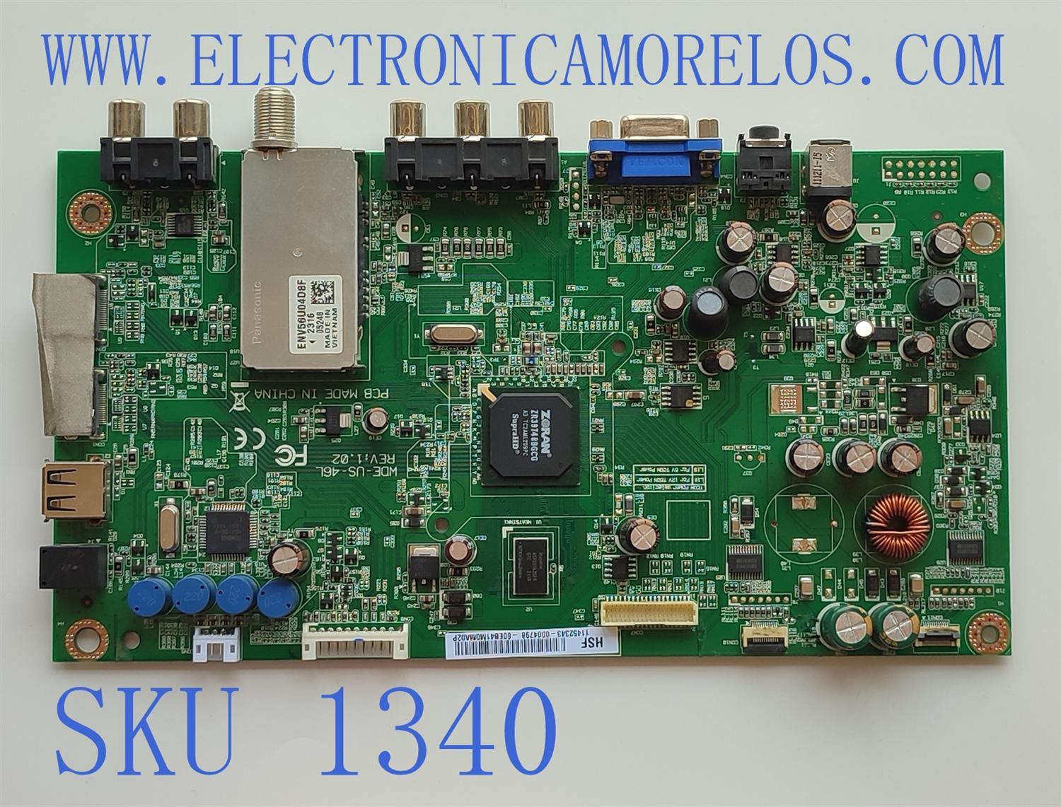 MAIN PARA TV WESTINGHOUSE / NUMERO DE PARTE 60EB41M0MA02P / WDE-US-46L REV:1.02 / 11452343-0004798-60EB41M0M02P / PANEL LK400D3HA14 / MODELO UW40TC1W	